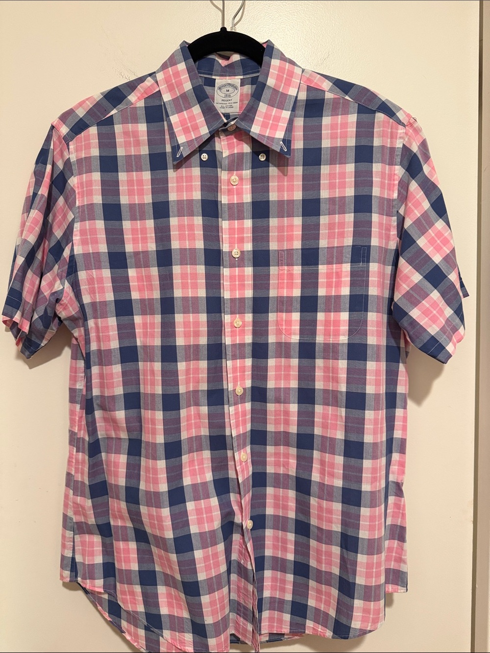 Brooks Brothers Pink & Blue Plaid Short-Sleeve Button-Down Shirt